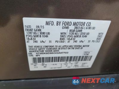 Zdjęcie 13 z 13 samochodu: 2016 FORD EXPLORER VIN:1FM5K8D86GGA97703 - miniatura