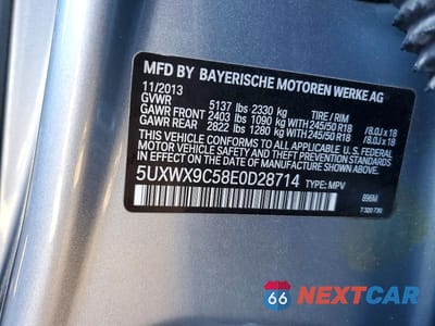 Zdjęcie 13 z 13 samochodu: 2014 BMW X3 XDRIVE28I VIN:5UXWX9C58E0D28714 - miniatura