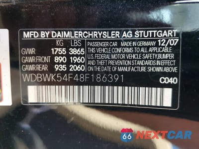 Zdjęcie 12 z 12 samochodu: 2008 MERCEDES-BENZ SLK 280 VIN:WDBWK54F48F186391 - miniatura