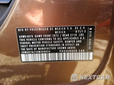 Zdjęcie 12 z 12 samochodu: 2014 VOLKSWAGEN JETTA BASE VIN:3VW2K7AJ1EM356624 - miniatura