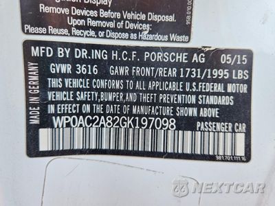 Zdjęcie 12 z 12 samochodu: 2016 PORSCHE CAYMAN GT4 VIN:WP0AC2A82GK197098 - miniatura
