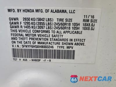 Zdjęcie 14 z 14 samochodu: 2017 HONDA PILOT EXL VIN:5FNYF6H5XHB003246 - miniatura