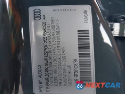 Zdjęcie 12 z 12 samochodu: 2017 AUDI S3 PREMIUM PLUS VIN:WAUB1GFF6H1033789 - miniatura