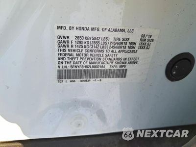 Zdjęcie 13 z 13 samochodu: 2020 HONDA PILOT EXL VIN:5FNYF6H52LB002164 - miniatura