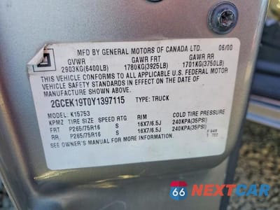 Zdjęcie 12 z 12 samochodu: 2000 CHEV SILVERADO VIN:2GCEK19T0Y1397115 - miniatura
