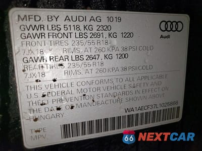Zdjęcie 13 z 13 samochodu: 2020 AUDI Q3 PREMIUM VIN:WA1AECF37L1025866 - miniatura