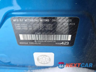 Zdjęcie 12 z 12 samochodu: 2015 MITSUBISHI MIRAGE VIN:ML32A3HJ8FH049724 - miniatura