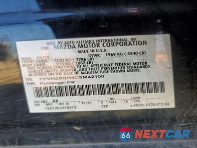 Zdjęcie 12 z 12 samochodu: 2012 MAZDA 6 I VIN:1YVHZ8BH4C5M42100 - miniatura