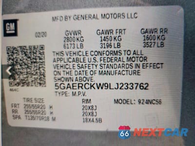 Zdjęcie 13 z 13 samochodu: 2020 BUICK ENCLAVE PREMIUM VIN:5GAERCKW9LJ233762 - miniatura