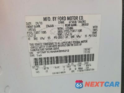 Zdjęcie 12 z 12 samochodu: 2010 FORD F150 VIN:1FTMF1CW4AKB99212 - miniatura