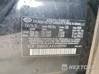 Zdjęcie 25 z 26 samochodu: 2020 HYUNDAI SANTA FE VIN:5NMS3CAA1LH297941 - miniatura