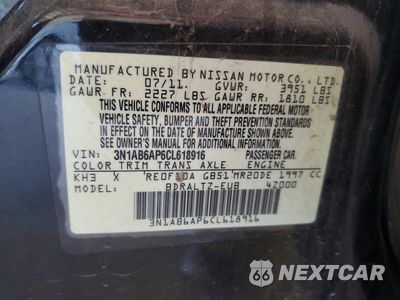Zdjęcie 12 z 12 samochodu: 2012 NISSAN SENTRA 2.0 VIN:3N1AB6AP6CL618916 - miniatura