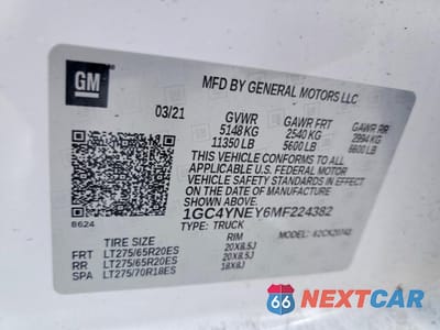 Zdjęcie 12 z 13 samochodu: 2021 CHEVROLET SILVERADO K2500 HEAVY DUTY LT VIN:1GC4YNEY6MF224382 - miniatura