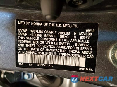 Zdjęcie 12 z 12 samochodu: 2020 HONDA CIVIC EX VIN:SHHFK7H61LU405410 - miniatura