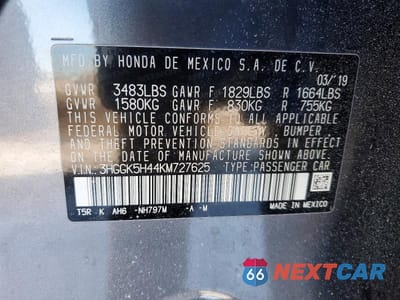 Zdjęcie 12 z 12 samochodu: 2019 HONDA FIT LX VIN:3HGGK5H44KM727625 - miniatura