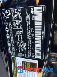 Zdjęcie 10 z 10 samochodu: 2019 MERCEDES-BENZ GLS 63 AMG 4MATIC VIN:4JGDF7FE1KB235179 - miniatura