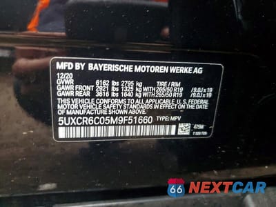 Zdjęcie 12 z 12 samochodu: 2021 BMW X5 XDRIVE40I VIN:5UXCR6C05M9F51660 - miniatura