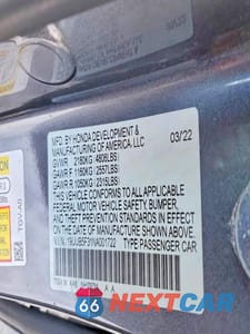 Zdjęcie 12 z 12 samochodu: 2022 ACURA TLX VIN:19UUB5F31NA001722 - miniatura