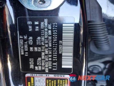 Zdjęcie 13 z 13 samochodu: 2022 KIA K5 EX VIN:5XXG34J27NG095725 - miniatura