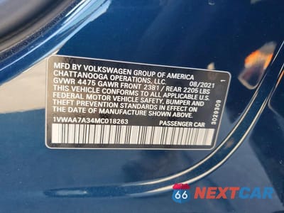 Zdjęcie 12 z 12 samochodu: 2021 VOLKSWAGEN PASSAT S VIN:1VWAA7A34MC018263 - miniatura