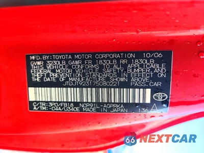 Zdjęcie 11 z 11 samochodu: 2007 TOYOTA YARIS VIN:JTDJT923175080221 - miniatura