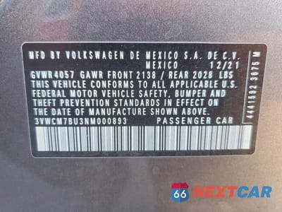 Zdjęcie 13 z 13 samochodu: 2022 VOLKSWAGEN JETTA S VIN:3VWCM7BU3NM000893 - miniatura