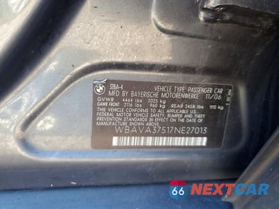 Zdjęcie 12 z 12 samochodu: 2007 BMW 328 I VIN:WBAVA37517NE27013 - miniatura