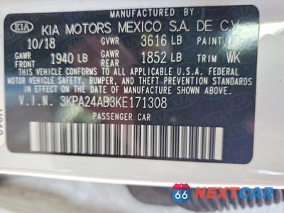 Zdjęcie 13 z 13 samochodu: 2019 KIA RIO S VIN:3KPA24AB3KE171308 - miniatura