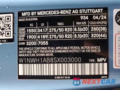 Zdjęcie 13 z 13 samochodu: 2025 MERCEDES-BENZ G 550 VIN:W1NWH1AB8SX003000 - miniatura