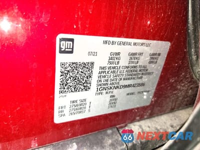 Zdjęcie 14 z 14 samochodu: 2021 CHEVROLET TAHOE K1500 LT VIN:1GNSKNKD9MR423586 - miniatura