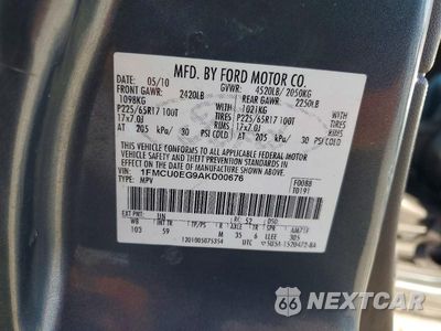 Zdjęcie 13 z 13 samochodu: 2010 FORD ESCAPE LIMITED VIN:1FMCU0EG9AKD00676 - miniatura