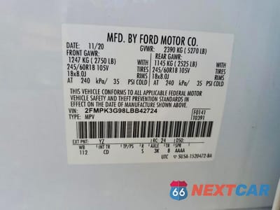 Zdjęcie 13 z 13 samochodu: 2020 FORD EDGE SE VIN:2FMPK3G98LBB42724 - miniatura