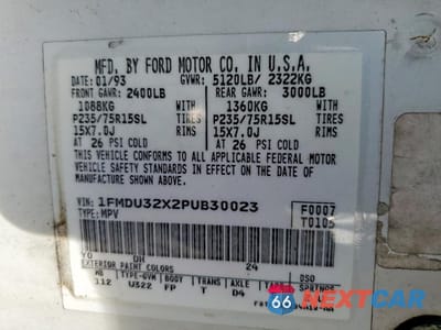 Zdjęcie 14 z 16 samochodu: 1993 FORD EXPLORER VIN:1FMDU32X2PUB30023 - miniatura