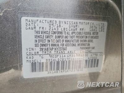 Zdjęcie 12 z 13 samochodu: 2019 NISS SENTRA VIN:3N1AB7AP1KY237840 - miniatura