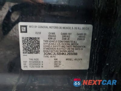 Zdjęcie 13 z 13 samochodu: 2019 CHEVROLET TRAX 1LT VIN:3GNCJLSB4KL265088 - miniatura