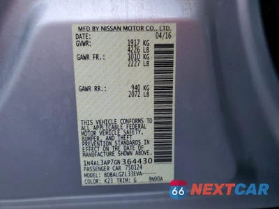 Zdjęcie 12 z 12 samochodu: 2016 NISSAN ALTIMA 2.5 VIN:1N4AL3AP7GN364430 - miniatura
