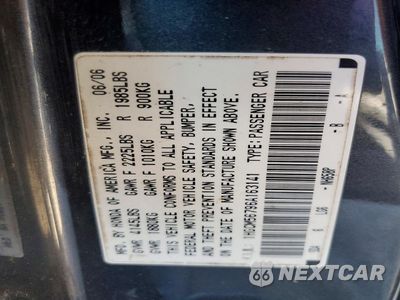 Zdjęcie 12 z 13 samochodu: 2006 HONDA ACCORD EX VIN:1HGCM56796A163141 - miniatura