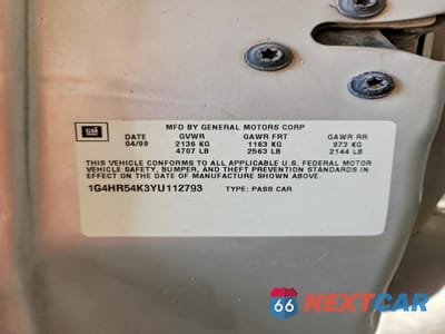 Zdjęcie 12 z 12 samochodu: 2000 BUICK LE SABRE VIN:1G4HR54K3YU112793 - miniatura