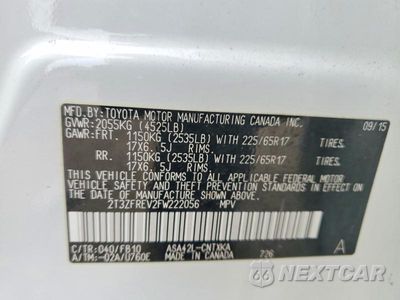 Zdjęcie 23 z 24 samochodu: 2015 TOYOTA RAV4 LE VIN:2T3ZFREV2FW222056 - miniatura