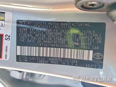 Zdjęcie 12 z 13 samochodu: 2020 TOYOTA CAMRY SE VIN:4T1G11AK9LU318063 - miniatura