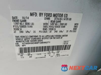Zdjęcie 13 z 13 samochodu: 2015 FORD EXPLORER XLT VIN:1FM5K8D88FGB06271 - miniatura