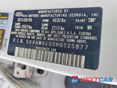 Zdjęcie 12 z 12 samochodu: 2017 KIA OPTIMA VIN:5XXGW4L25HG125877 - miniatura
