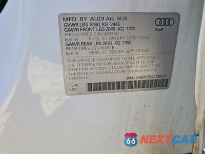 Zdjęcie 14 z 14 samochodu: 2015 AUDI Q5 PREMIUM PLUS VIN:WA1LFAFP7FA138850 - miniatura