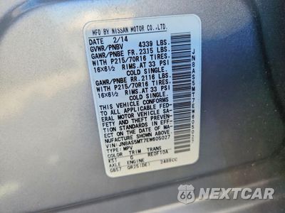 Zdjęcie 12 z 12 samochodu: 2014 NISSAN ROGUE SELECT S VIN:JN8AS5MT7EW605027 - miniatura