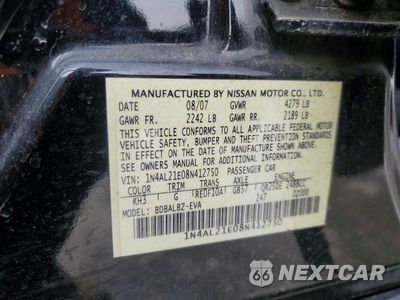 Zdjęcie 12 z 13 samochodu: 2008 NISSAN ALTIMA 2.5 VIN:1N4AL21E08N412750 - miniatura