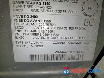 Zdjęcie 14 z 14 samochodu: 2024 AUDI Q5 SPORTBACK PREMIUM 45 VIN:WA14AAFY6R2144648 - miniatura