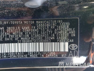 Zdjęcie 13 z 13 samochodu: 2014 TOYOTA COROLLA L VIN:2T1BURHE5EC069863 - miniatura
