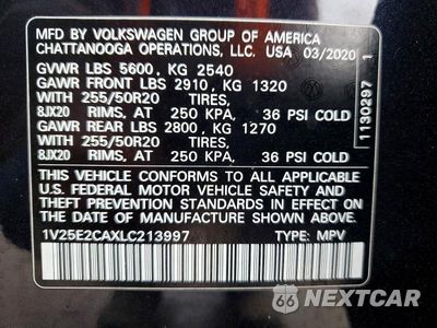 Zdjęcie 14 z 14 samochodu: 2020 VOLKSWAGEN ATLAS CROSS SPORT SE VIN:1V25E2CAXLC213997 - miniatura