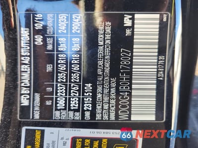 Zdjęcie 12 z 12 samochodu: 2017 MERCEDES-BENZ GLC 300 VIN:WDC0G4JB0HF178027 - miniatura