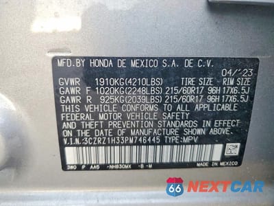 Zdjęcie 13 z 13 samochodu: 2023 HONDA HR-V LX VIN:3CZRZ1H33PM746445 - miniatura